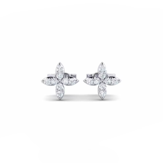 14K White Gold Earrings 0.10 Carat Stone
