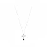 14K White gold necklace with 0.50 carat Blue Sapphire and 0.85 carat White Diamonds