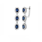 14K White gold earrings with 1.95 carat Blue Sapphire and 0.67 carat White Diamonds