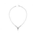 14K White gold necklace with 0.58 carat Blue Sapphire and 1.62 carat White Diamonds