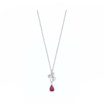 14K White gold necklace with 0.06 carat White Diamonds and 0.48 carat Ruby