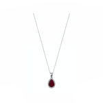 14K White gold necklace with 0.05 carat White Diamonds and 0.43 carat Ruby