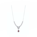 14K White gold necklace with 1.17 carat White Diamonds and 0.61 carat Ruby