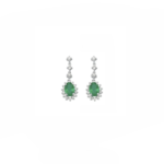 14K White gold earrings with 1.50 carat Emerald and 0.46 carat White Diamonds