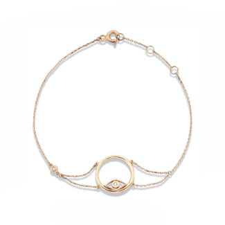 14K Rose Gold Bracelet With 0.02 Carat White Diamonds