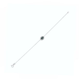 14K White Gold Bracelet With 0.09 Carat White Diamonds and 0.10 Carat Blue Diamonds