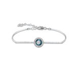 14K White Gold Bracelet With 0.37 Carat White Diamonds and Blue Topaz