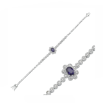 14K White Gold Bracelet With 0.76 Carat White Diamonds and 1.03 Carat Blue Sapphire