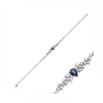 14K White Gold bracelet with 0.65 carat White Diamonds and 0.49 carat Blue Sapphire