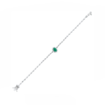 14K White Gold Bracelet With 0.43 Carat White Diamonds and 0.68 Carat Emerald