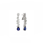 14K White gold earrings with 1.71 carat Blue Sapphire and 1.08 carat White Diamonds