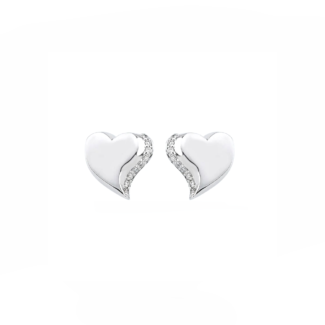 14K White gold earrings with 0.11 carat White Diamonds