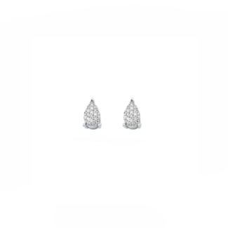 14K White gold earrings with 0.13 carat White Diamonds
