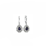 14K White gold earrings with 1.41 carat Blue Sapphire and 0.30 carat White Diamonds