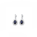 14K White gold earrings with 0.94 carat Blue Sapphire and 0.40 carat White Diamonds