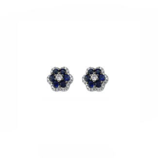 14K White gold earrings with 0.77 carat Blue Sapphire and 0.23 carat White Diamonds