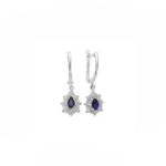 14K White gold earrings with 0.60 carat Blue Sapphire and 0.25 carat White Diamonds