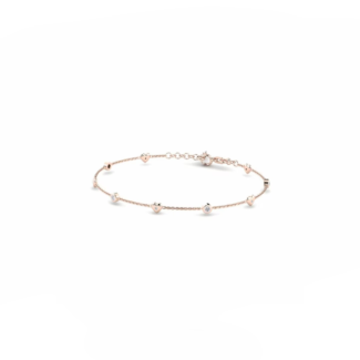 14K Rose Gold Bracelet With 0.14 Carat White Diamonds