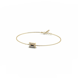 14K Yellow Gold Bracelet With 0.13 Carat White Diamonds and 0.11 Carat Black Diamond