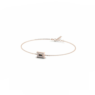14K Rose Gold Bracelet With 0.13 Carat White Diamonds and 0.11 Carat Black Diamonds