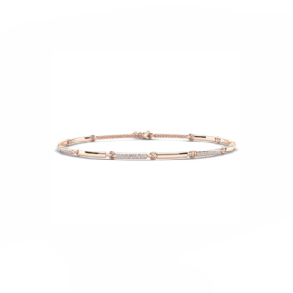 14K Rose Gold Bracelet With 0.28 Carat White Diamonds