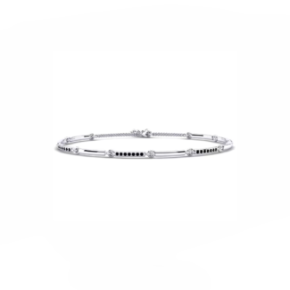 14K White Gold Bracelet With 0.28 Carat Black Diamonds