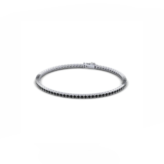 14K White Gold Tennis Bracelet With 1.35 Carat Black Diamonds