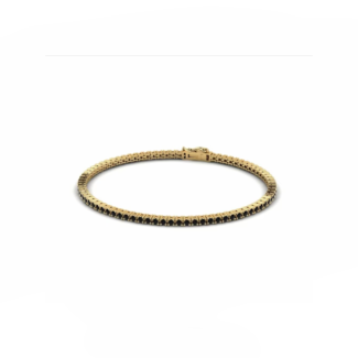 14K Yellow Gold Tennis Bracelet With 1.35 Carat Black Diamonds