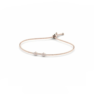 14K Rose Gold Bracelet With 0.12 Carat White Diamonds