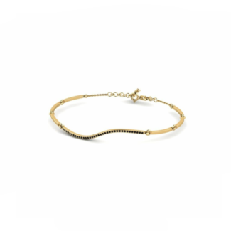 14K Yellow Gold Bracelet With 0.19 Carat Black Diamonds