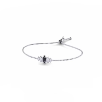 14K White Gold Bracelet With 0.12 Carat Black Diamonds