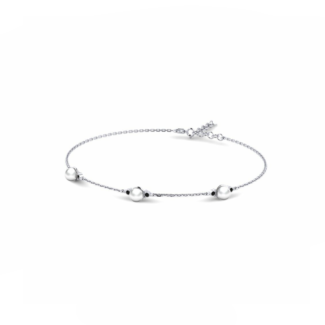 14K White Gold Bracelet With 0.07 Carat Black Diamonds and 0.60 Carat Natural Pearl