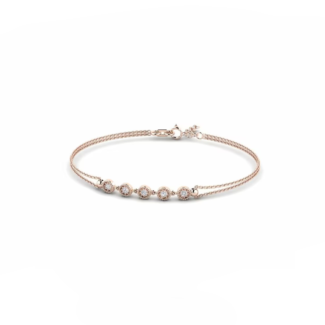 14K Rose Gold Bracelet With 0.15 Carat White Diamonds