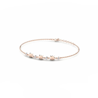 14K Rose Gold Bracelet With 0.12 Carat White Diamonds