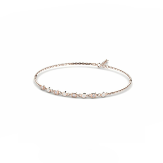 14K Rose Gold  Bracelet With 0.06 Carat White Diamonds
