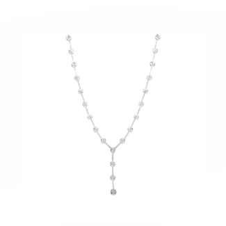 14K White gold necklace with 0.11 carat White Diamonds