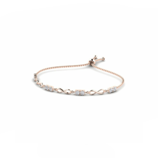 14K Rose Gold Bracelet With 0.80 Carat White Diamonds