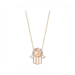 14K Rose gold necklace with 0.09 carat White Diamonds