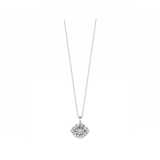 14K White gold necklace with 0.12 carat White Diamonds