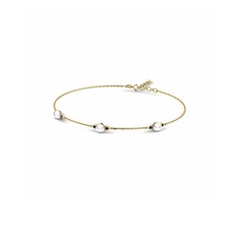 14K Yellow Gold Bracelet With 0.07 Carat Black Diamonds and 0.60 Carat Natural Pearl