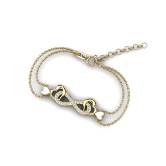 14K Yellow Gold Bracelet With 0.18 Carat White Diamonds