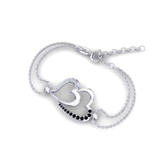 14K White Gold Bracelet With 0.16 Carat White and Black Diamonds
